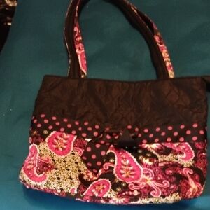 Elegant Black and Pink Paisley Shoulder Bag